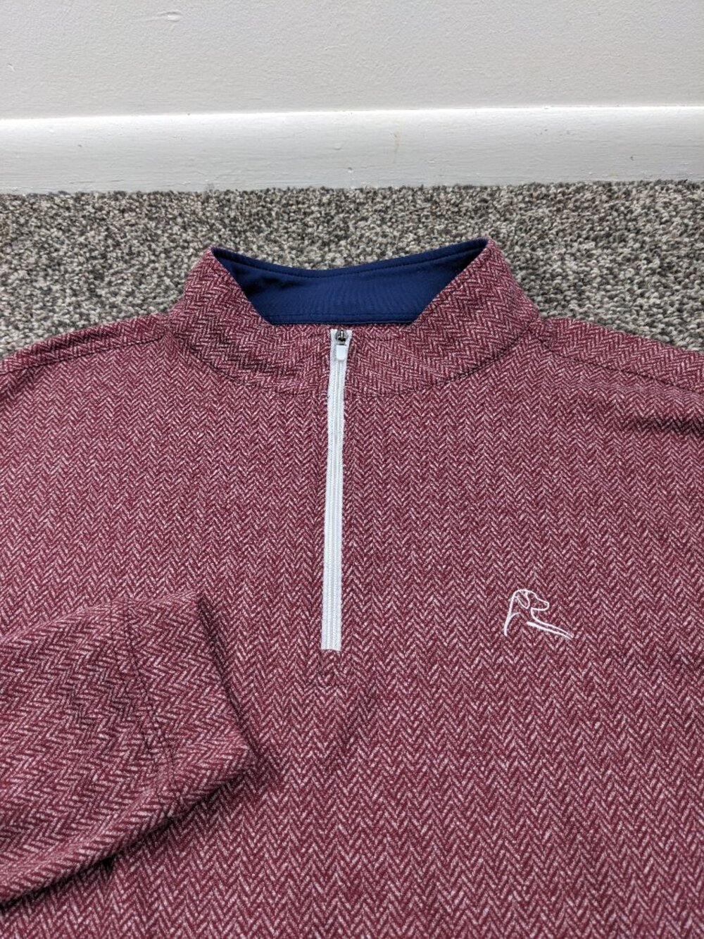 Rhoback 1/4 Zip Pullover Performance Herringbone Golf Red Mens Medium *Flaw